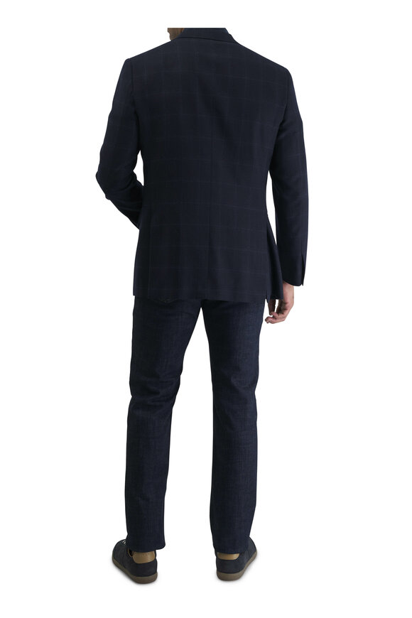 Brioni - Navy Faint Windowpane Wool & Cashmere Sportcoat