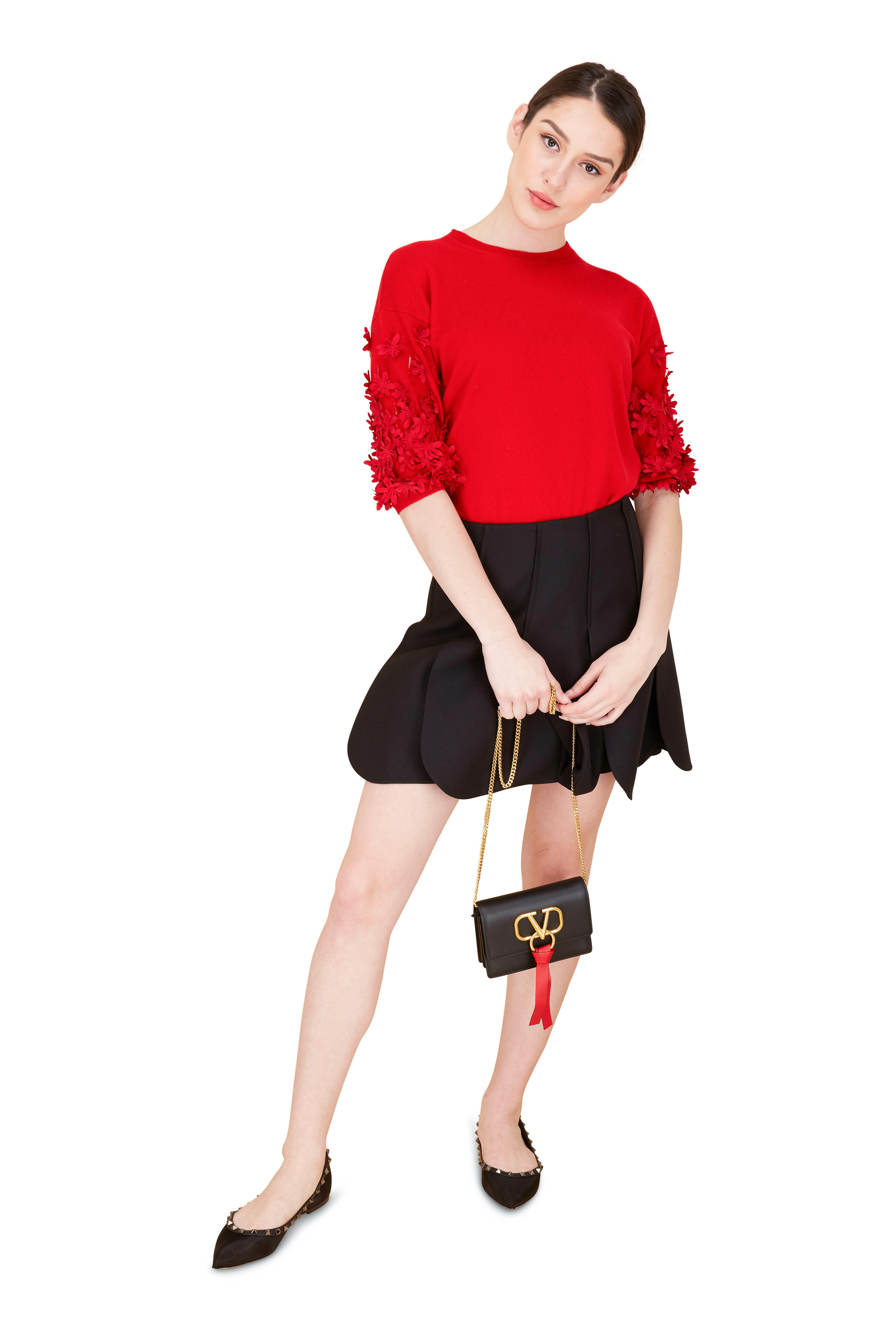 Valentino Garavani - Rockstud Black Mesh Ballet Flat