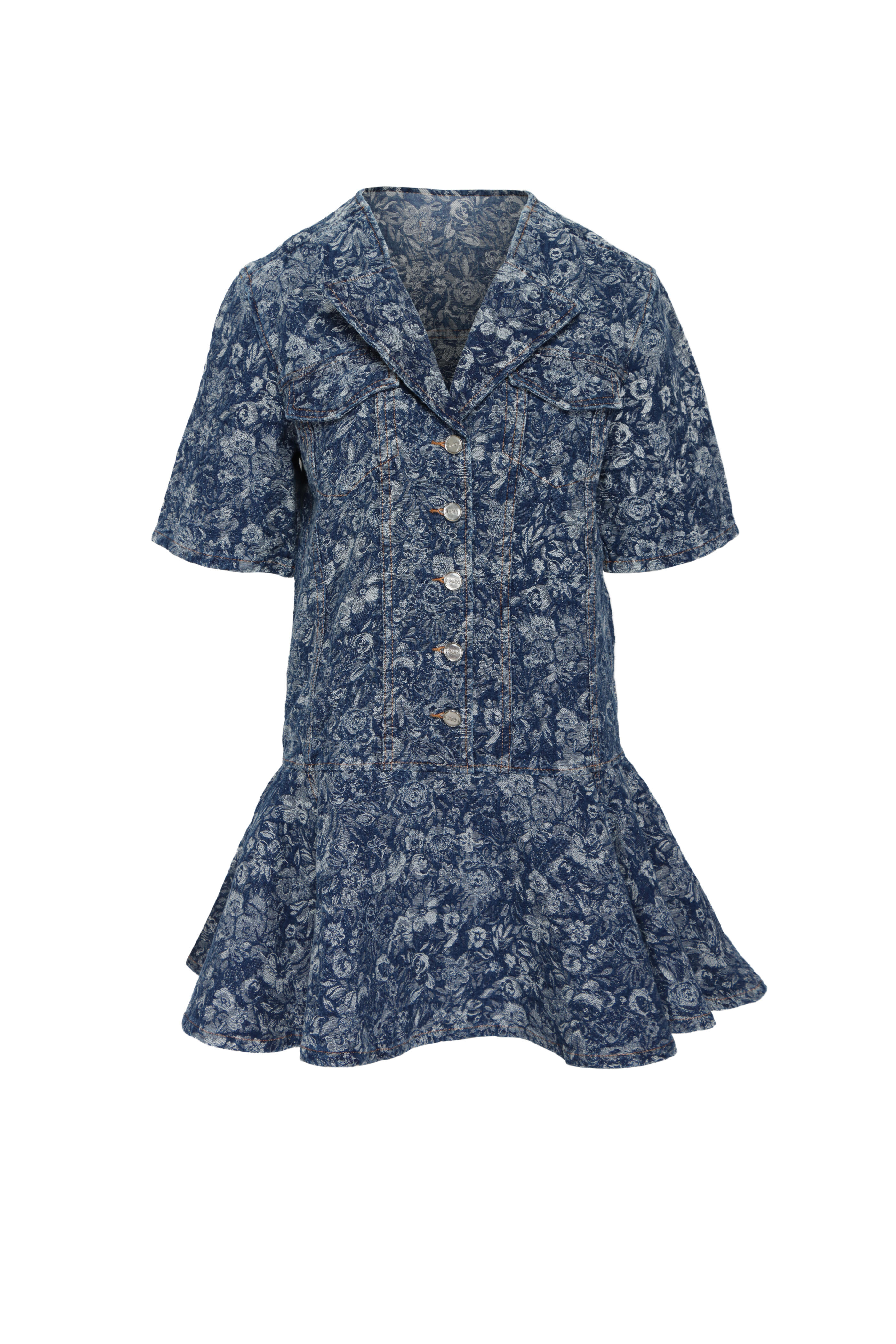 Ganni - Tapestry Mid Blue Denim Mini Dress