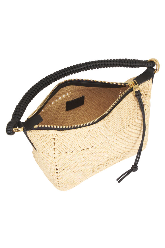 Loewe Cala Black Leather & Raffia Top Handle Bag - view 5