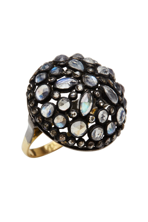 Loren Jewels - Gold & Silver Moonstone Diamond Ring