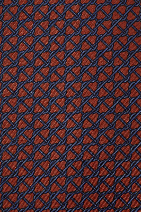 Brioni - Orange & Blue Geometric Silk Necktie