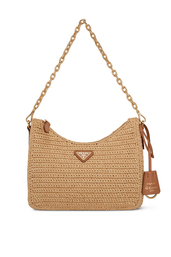 Prada - Re-Edition Natural Raffia Crochet Shoulder Bag 