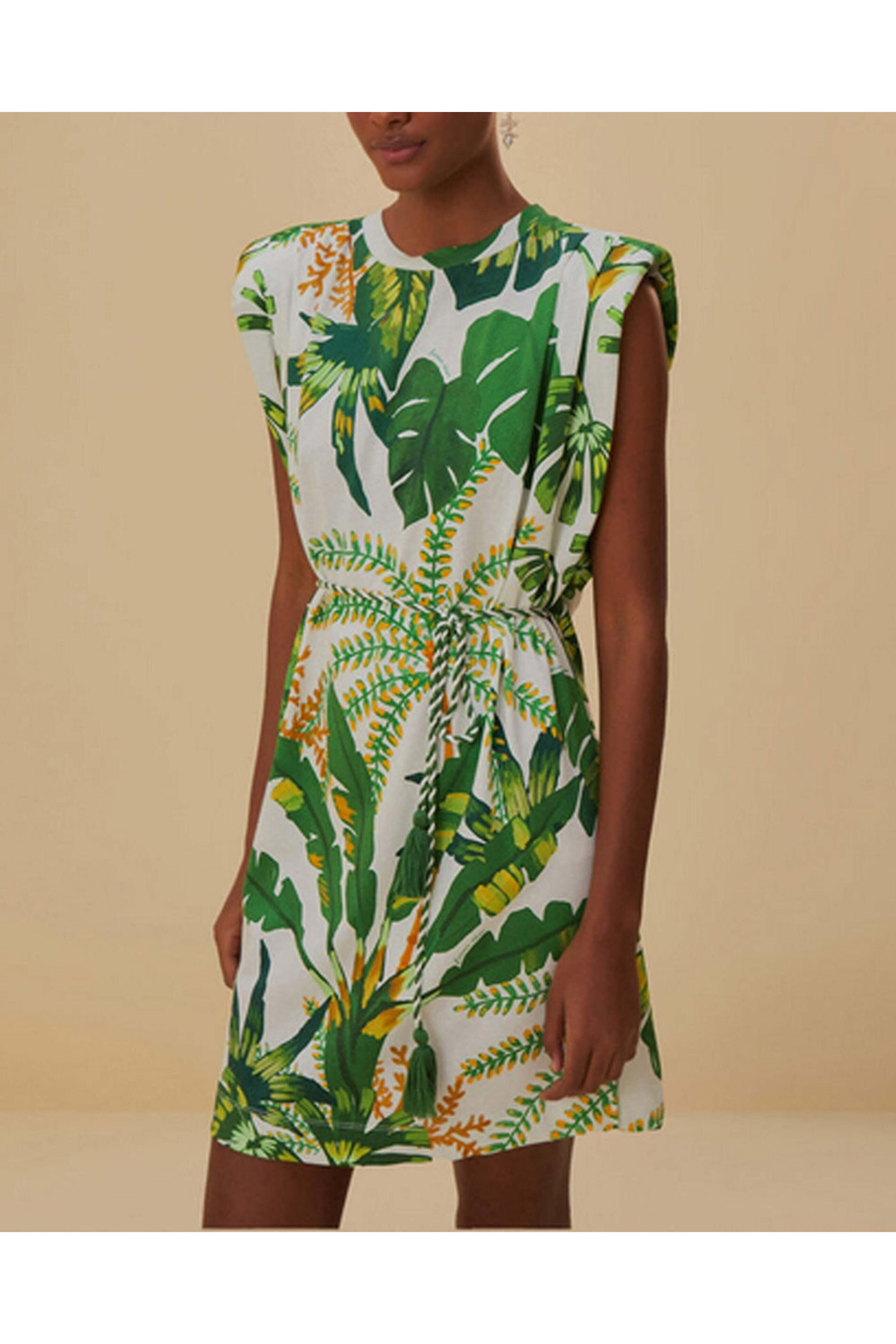 Farm Rio - Off White Tropical Forest T-Shirt Dress