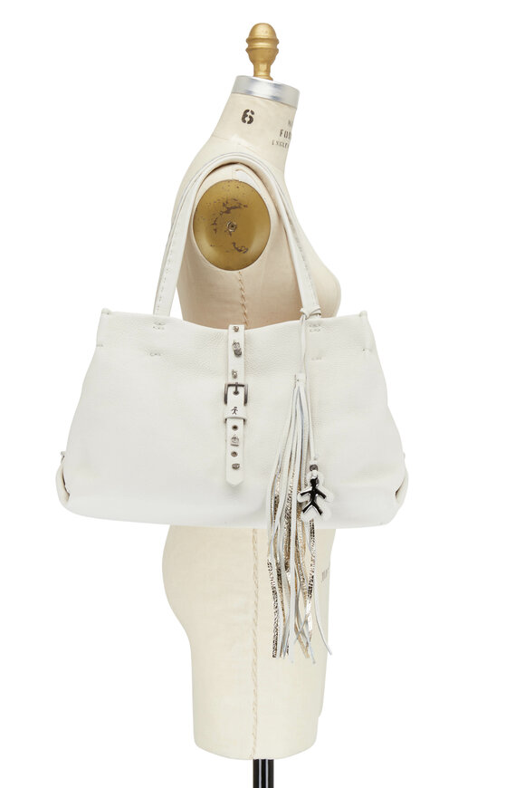 Henry Beguelin - Tania White Leather Charm Strap Detail Tote Bag
