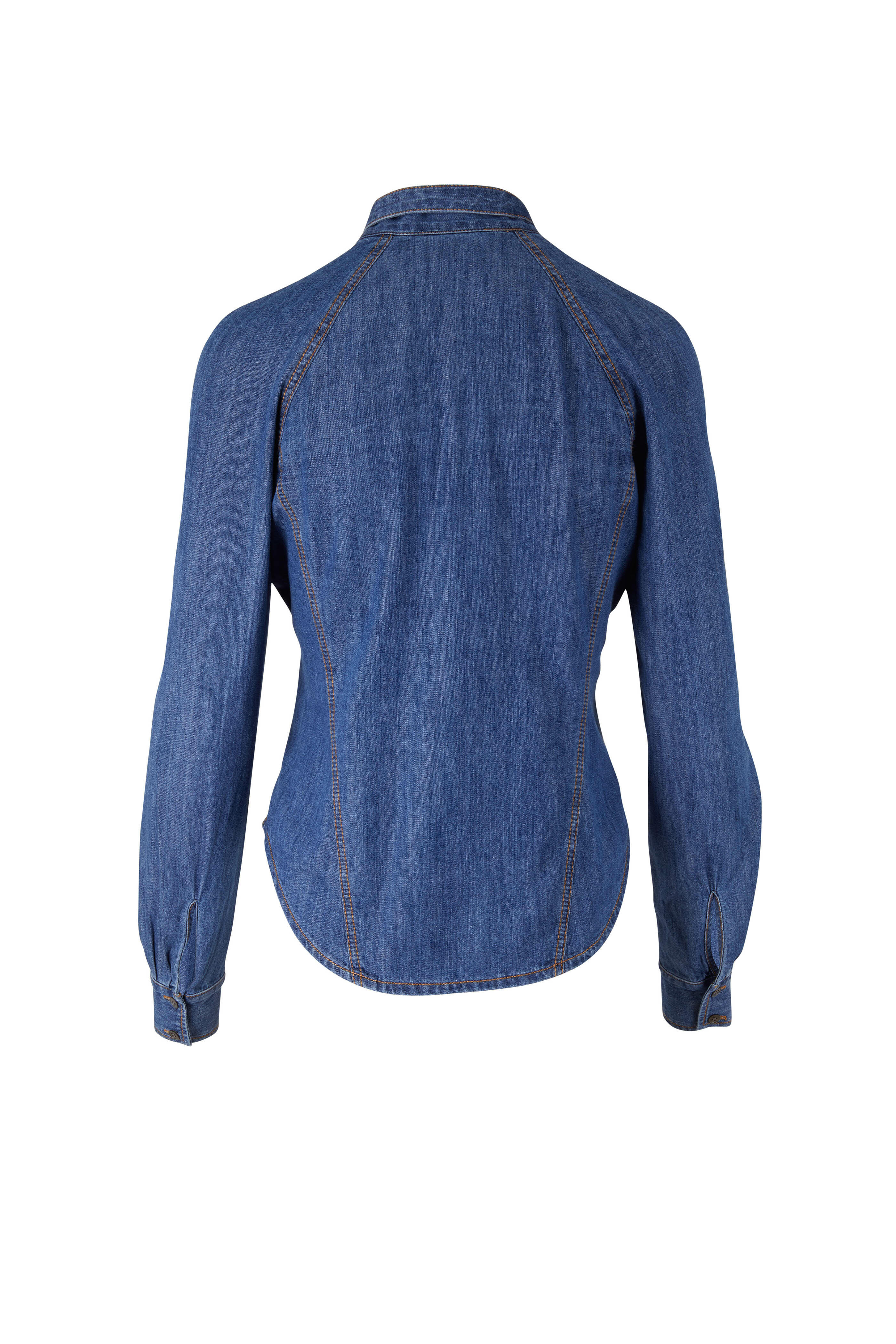 Veronica Beard - Soli Denim Neck Tie Blouse