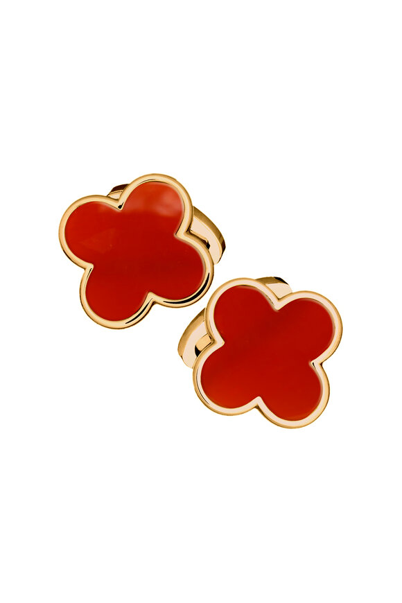 Jan Leslie 18k Yellow Gold Vermeil Carnelian Clover Studs