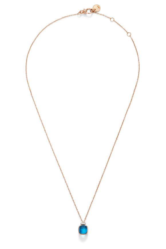 Pomellato 18k Rose Gold Nudo Mini Blue Topaz Necklace - view 2