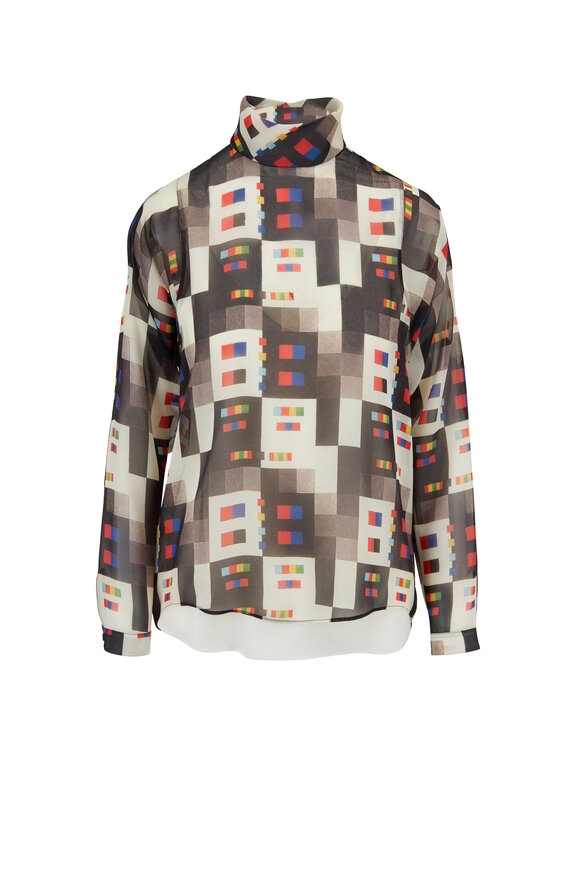 Akris - Multicolor Colorama Print Silk Blouse