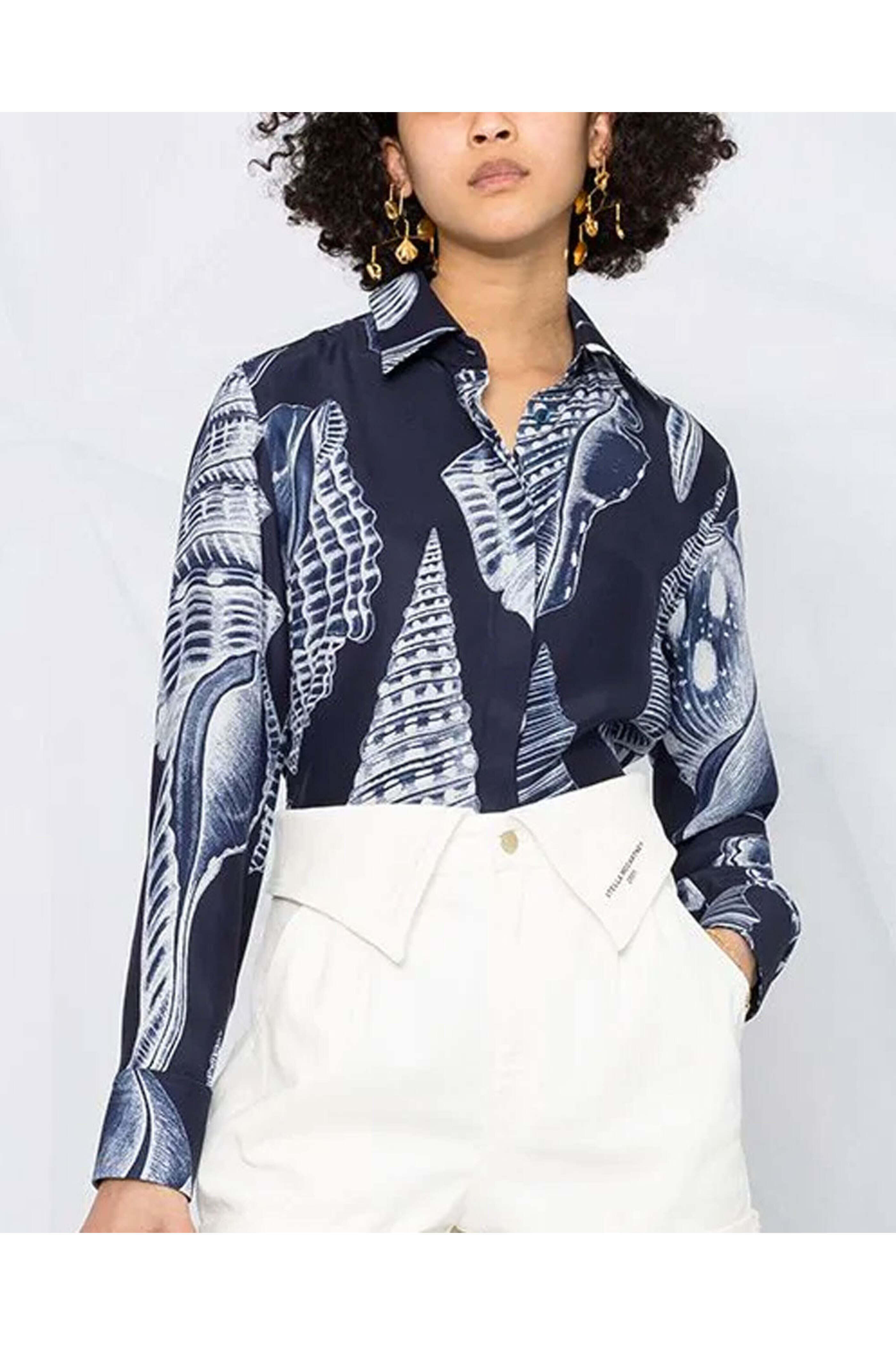 Stella McCartney - Navy Shell Print Willow Shirt