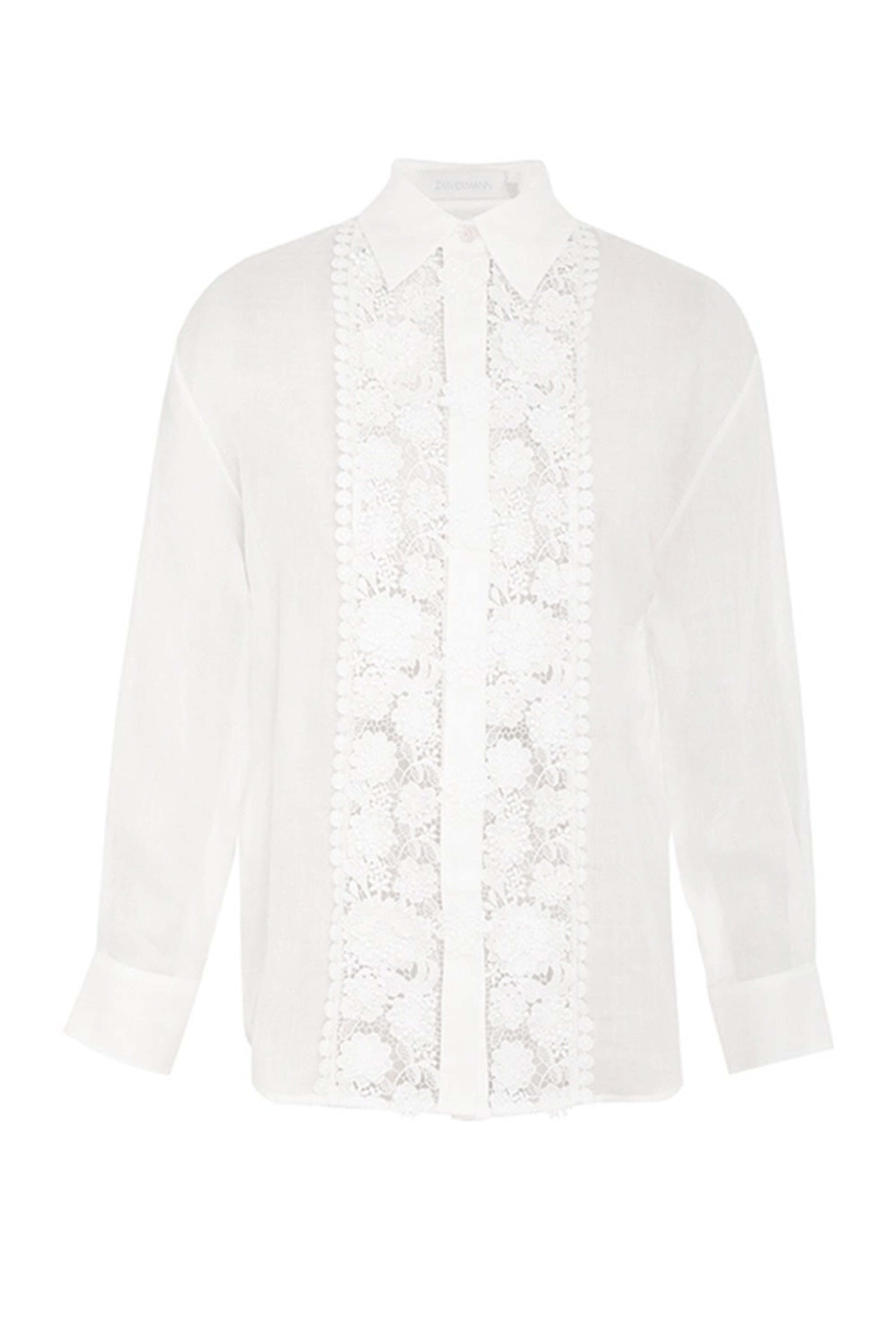 Zimmermann - Ivory Raie Lace Flower Shirt