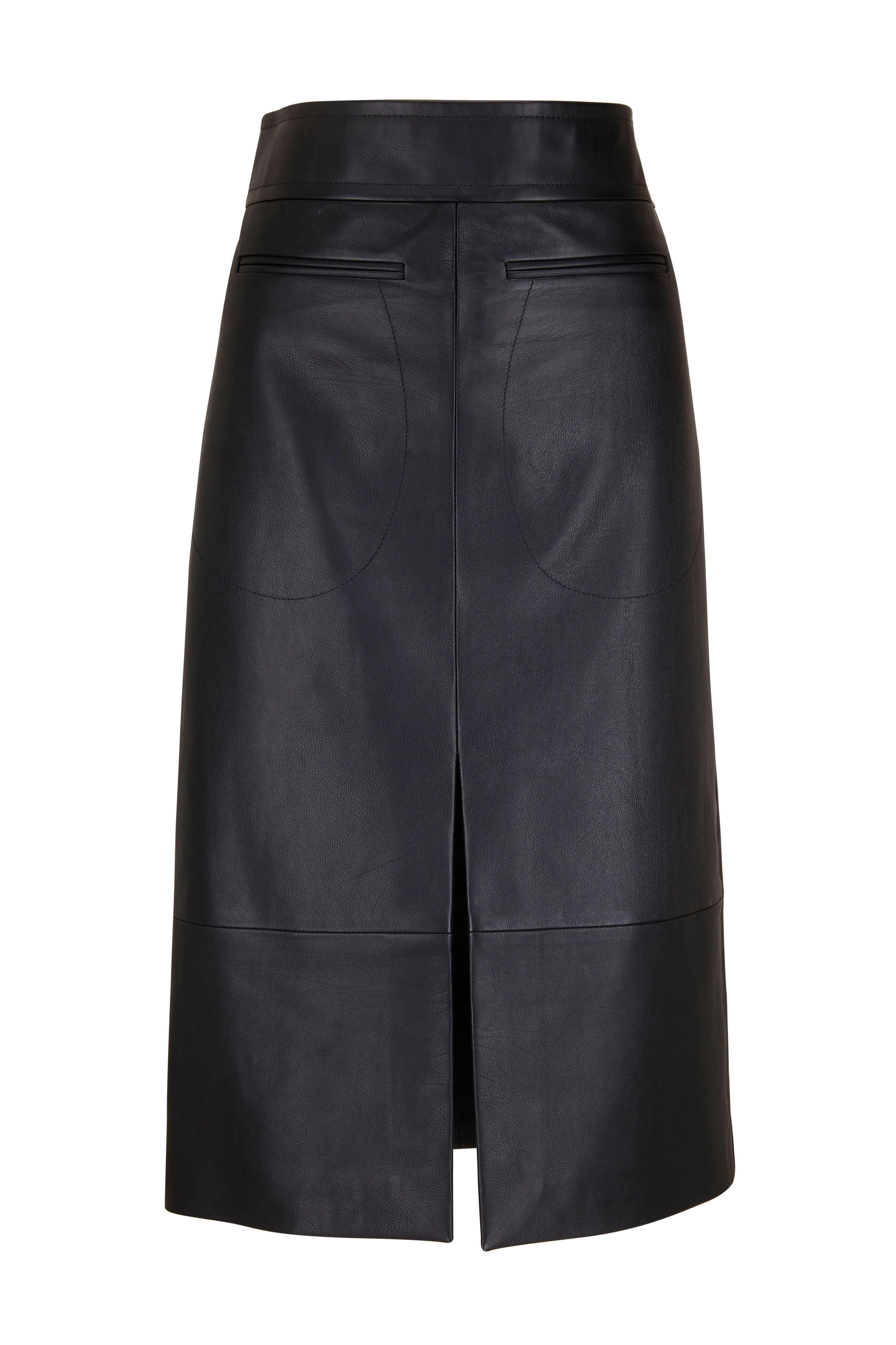 Khaite - Freya Black Leather Pencil Skirt | Mitchell Stores