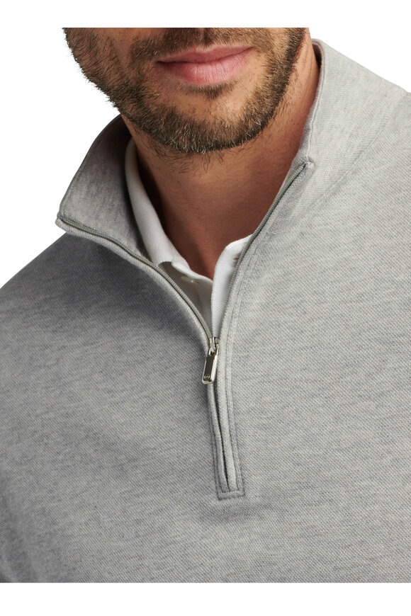 Peter Millar Crown Comfort Light Gray Quarter Zip Pullover - view 5