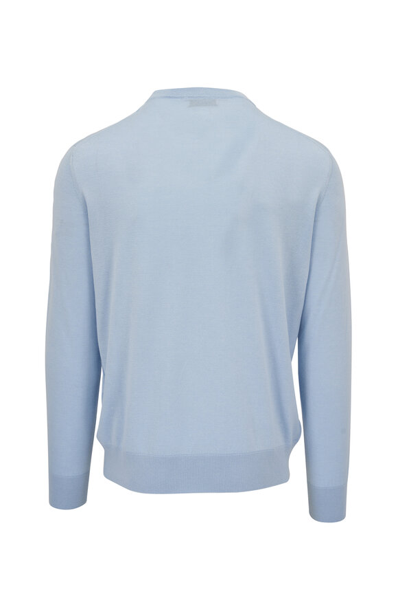 Agnona - Blue Cashmere & Silk Crewneck Sweater