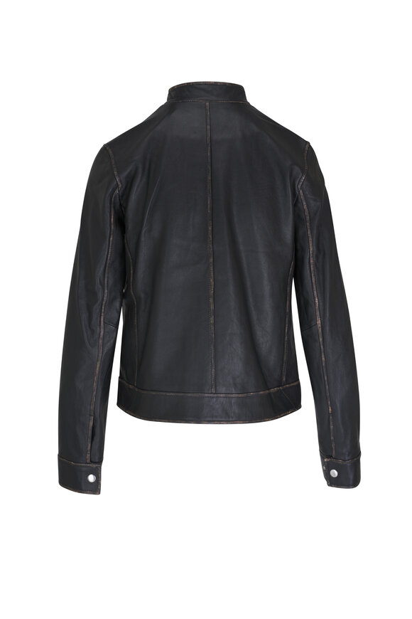 Vince - Vintage Black Leather Moto Jacket