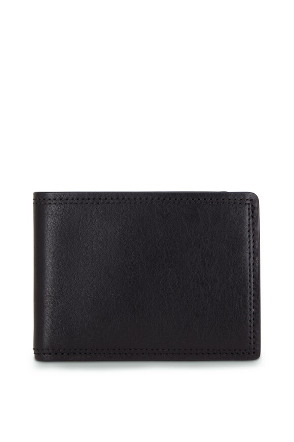 Bosca Black Leather Small Bifold Wallet