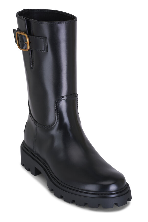 Tod's Black Leather Biker Boot 