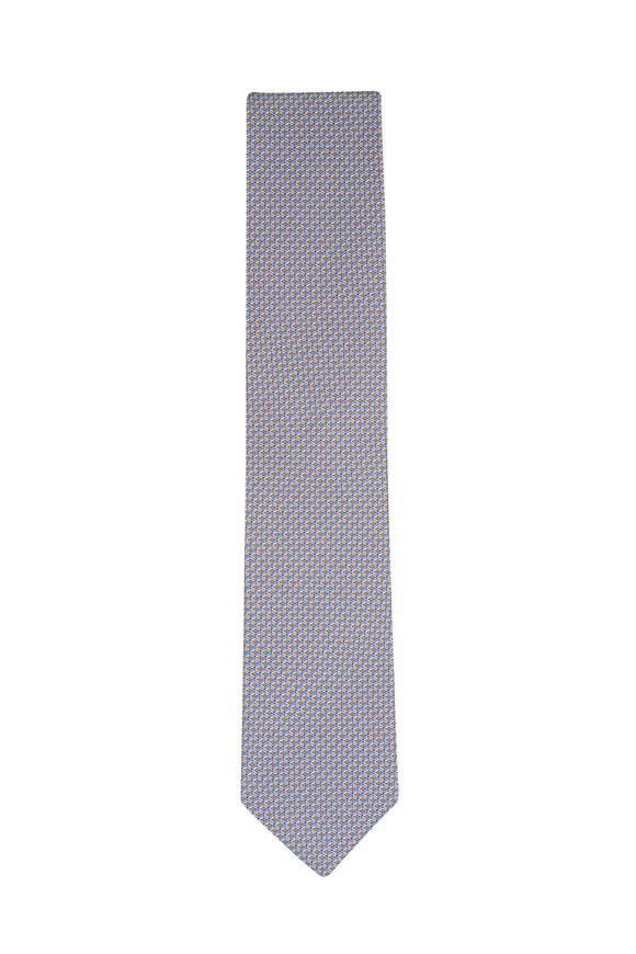 Eton Beige Geometric Print Silk Necktie