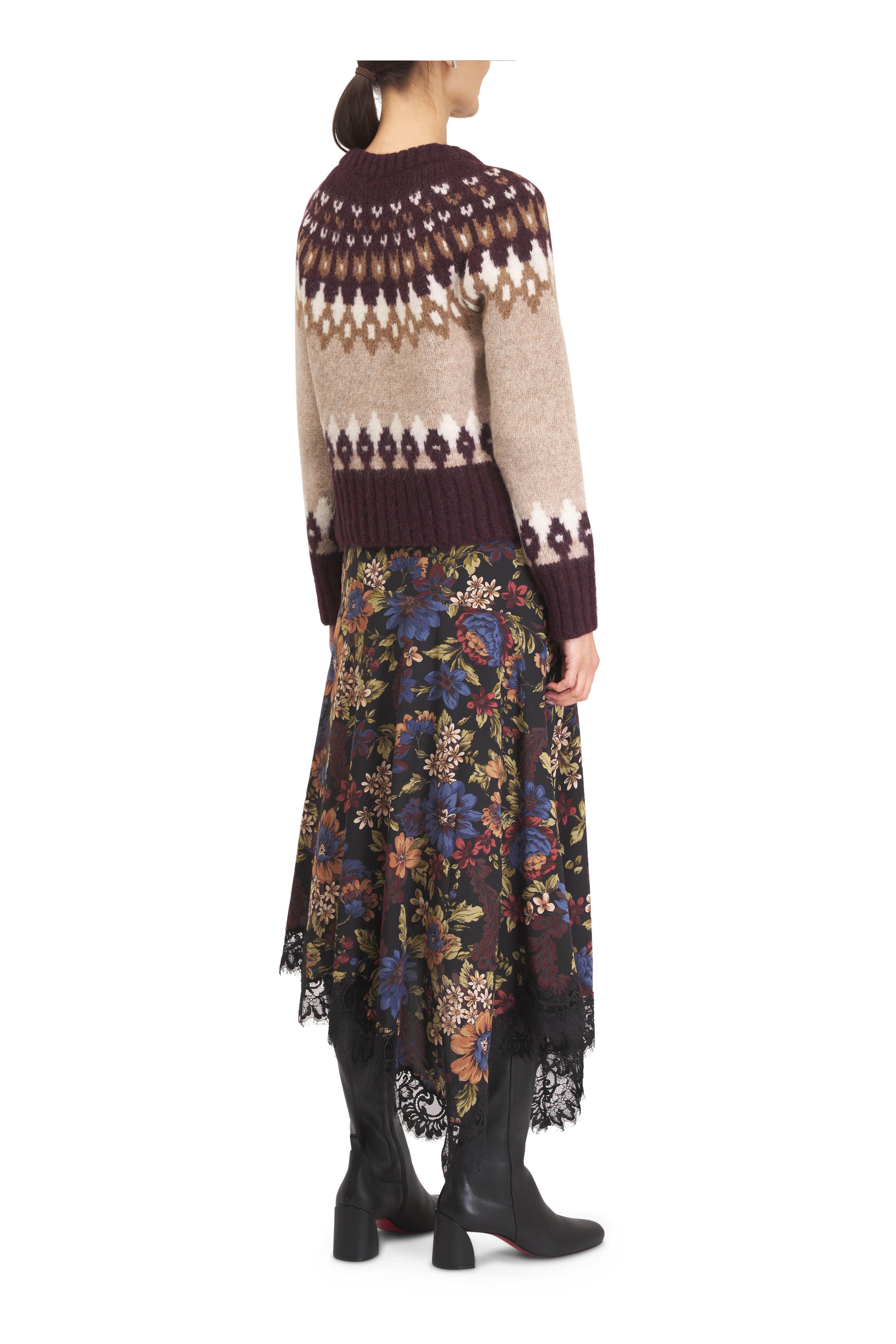 Veronica Beard - Rosemary Black Multi Floral Print Skirt