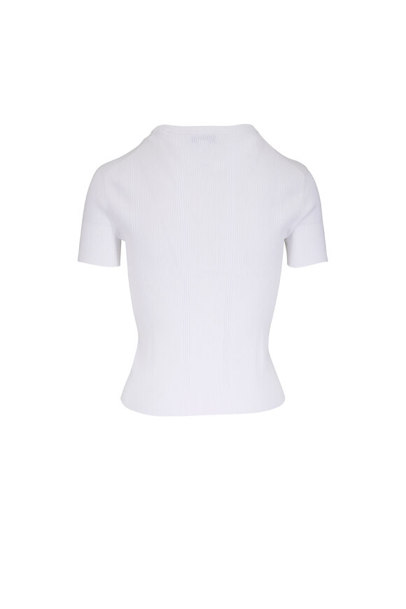 Vince Optic White Ribbed Short Sleeve Cardigan - view 5