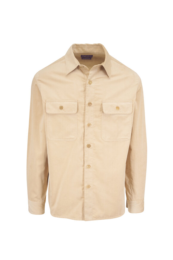 Ralph Lauren Purple Label Beige Sea Island Fine-Wale Corduroy Shirt Jacket - view 1
