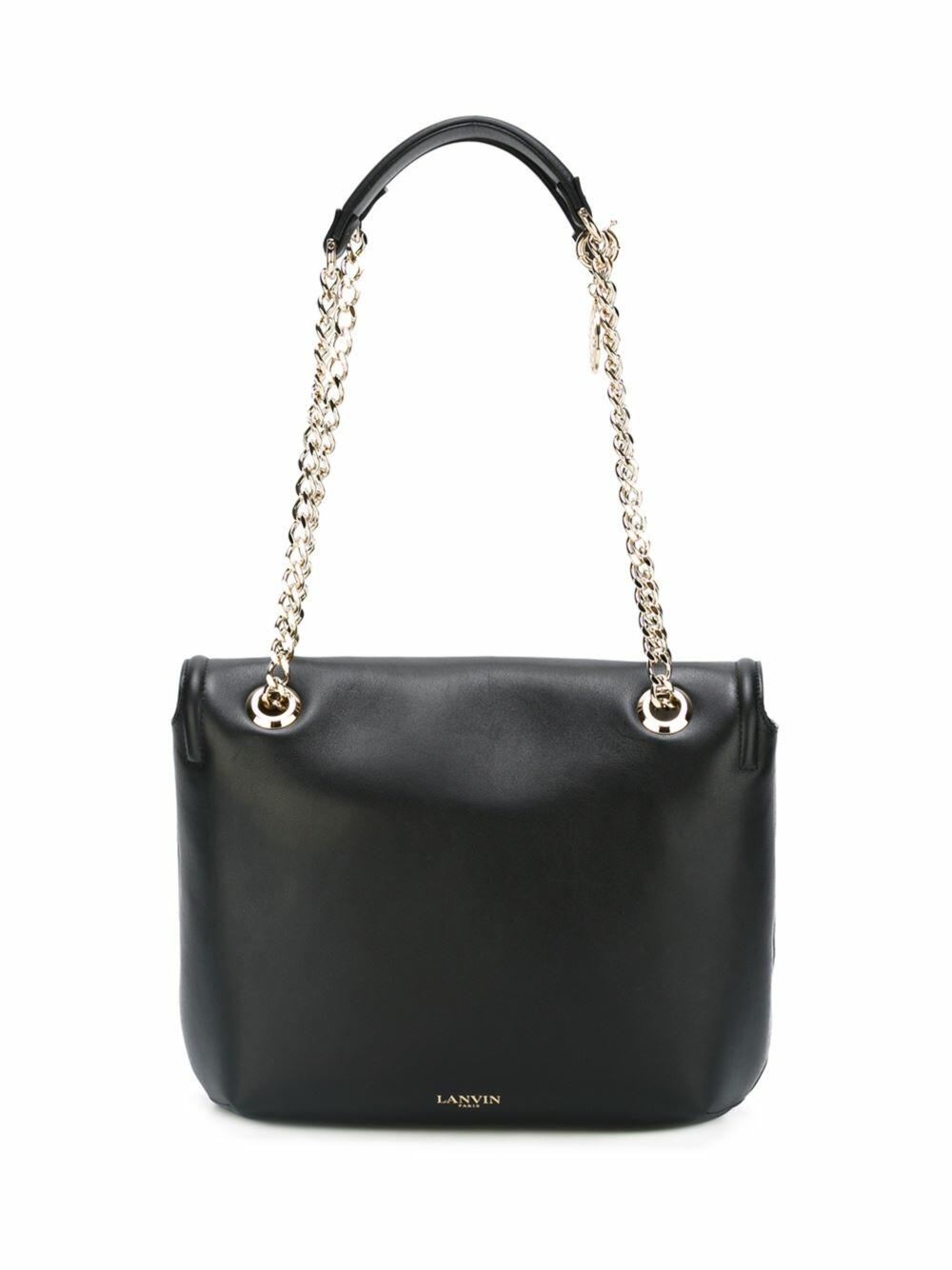 Lanvin - Happy Black Leather Medium Flap Shoulder Bag