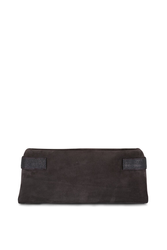 Brunello Cucinelli Brown Suede Essence Clutch - view 4