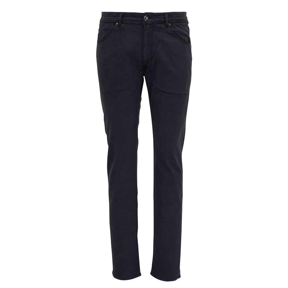 Barmas - Navy Blue Cotton & Cashmere Stretch Pant