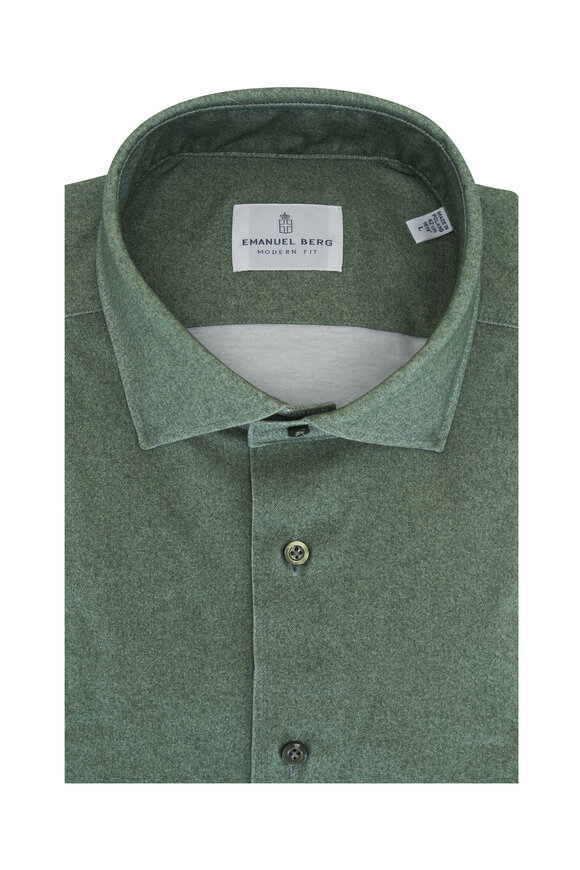 Emanuel Berg 4Flex Solid Green Sport Shirt