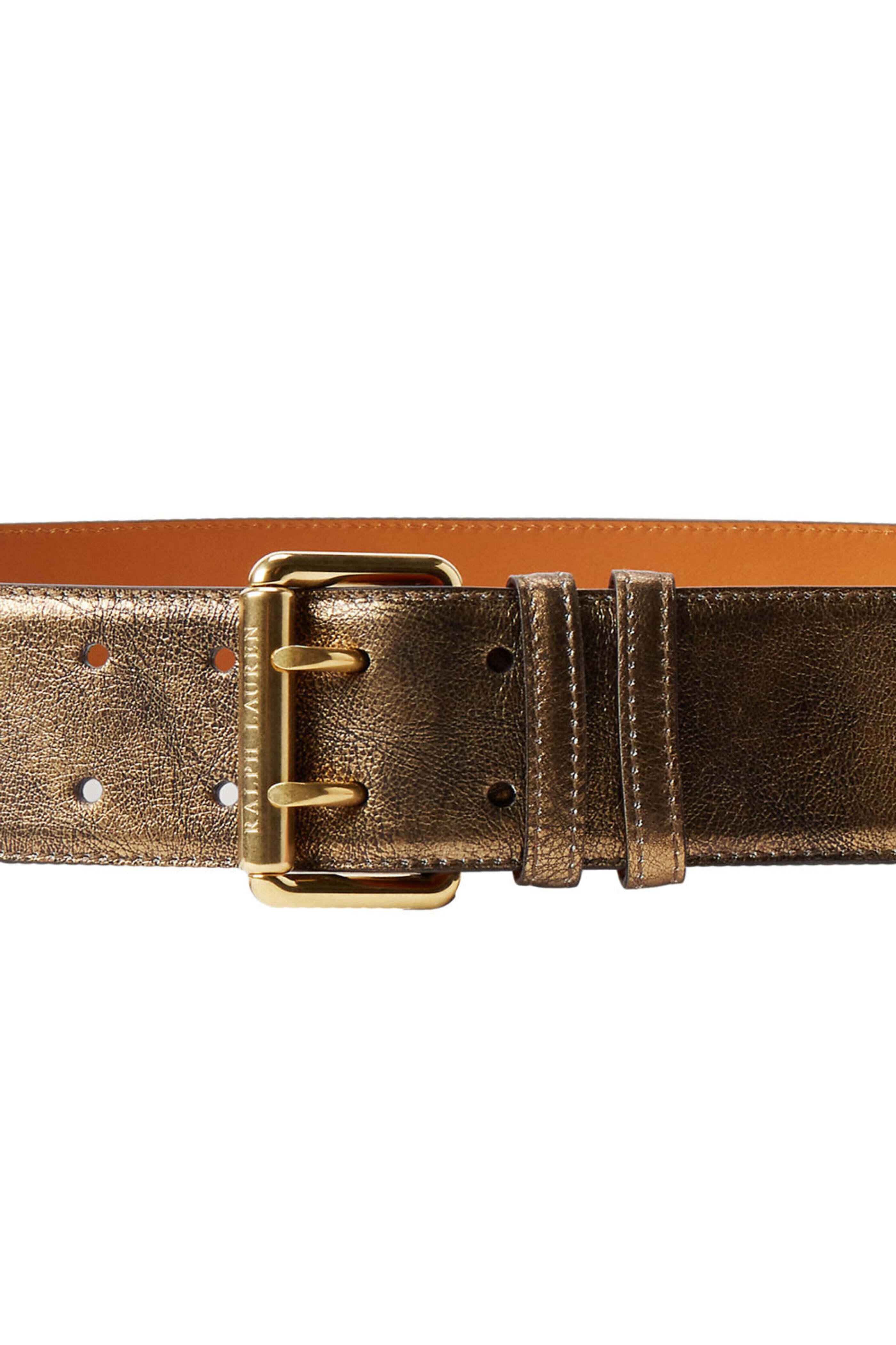 Ralph Lauren - Metallic Calfskin Double Prong Belt in Bronze