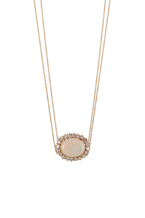 Renee Lewis - Antique Diamond Opal Pendant Necklace