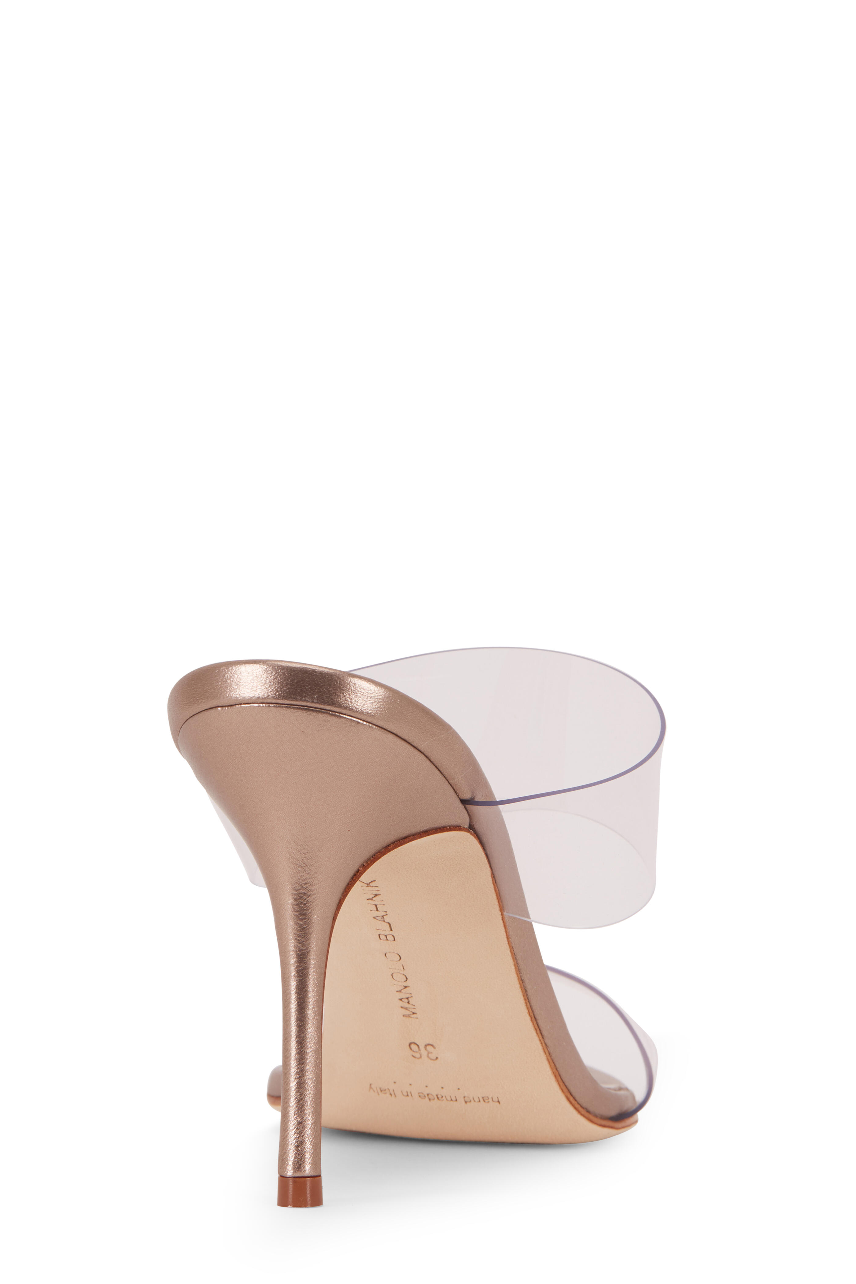 Manolo Blahnik - Scolto Gold Nappa & PVC Mule, 90mm