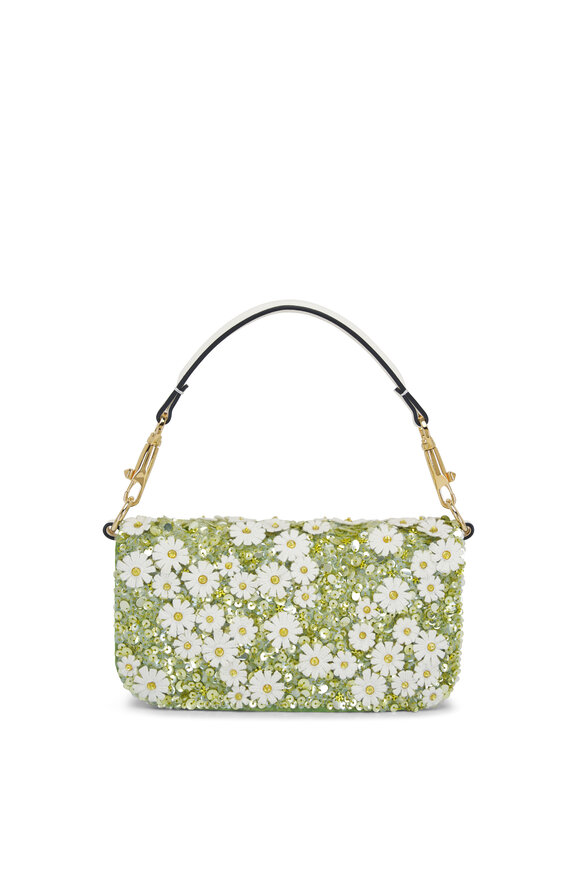 Valentino Garavani - Small Loco Verde Flower Embellished Leather Bag