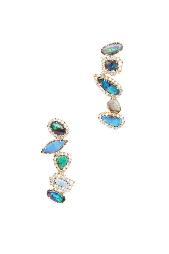 Kimberly McDonald - 18K Yellow Gold Bouldar Opal & Diamond Earrings