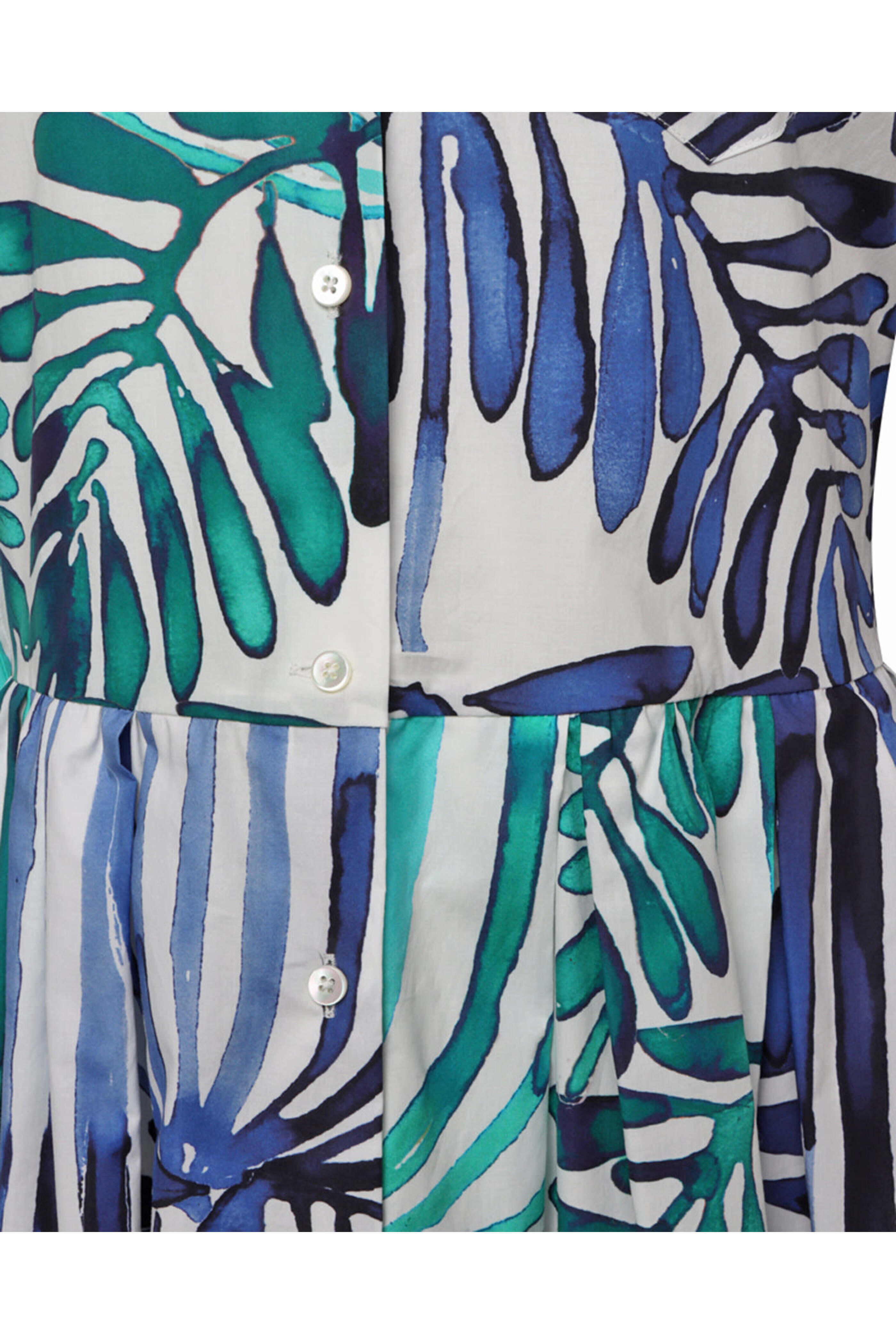 Sara Roka - Deco Indigo and Emerald Edrina Shirtdress