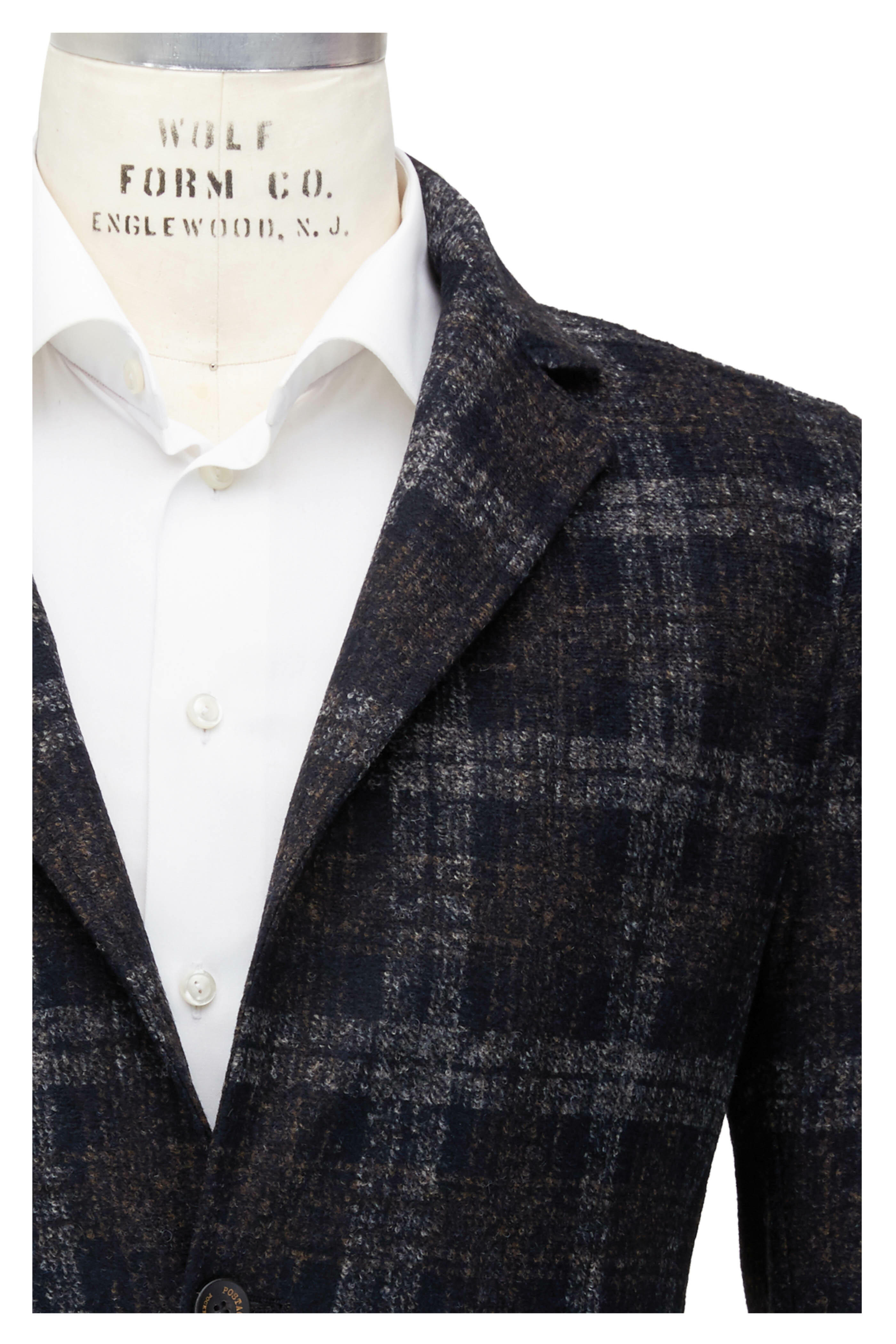 Teal Wool Silk Blend Windowpane Jacket – Samuelsohn