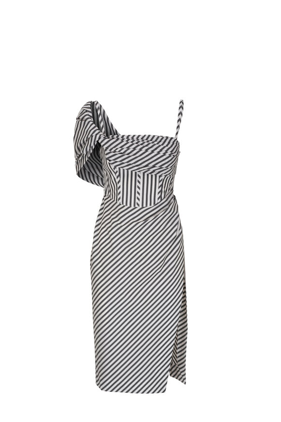 Carolina Herrera - Striped Cotton Corset Midi Dress