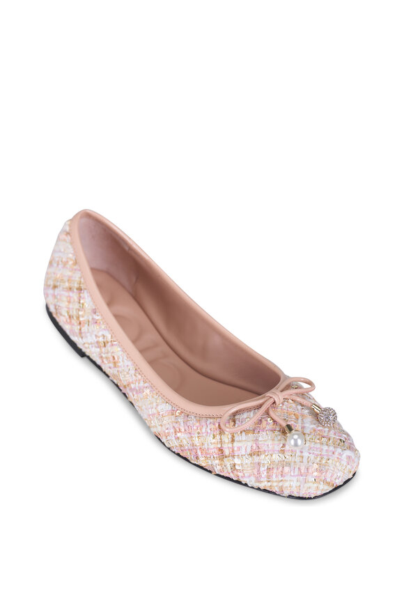 Jimmy Choo Elme Rose Pink Boucle Flat