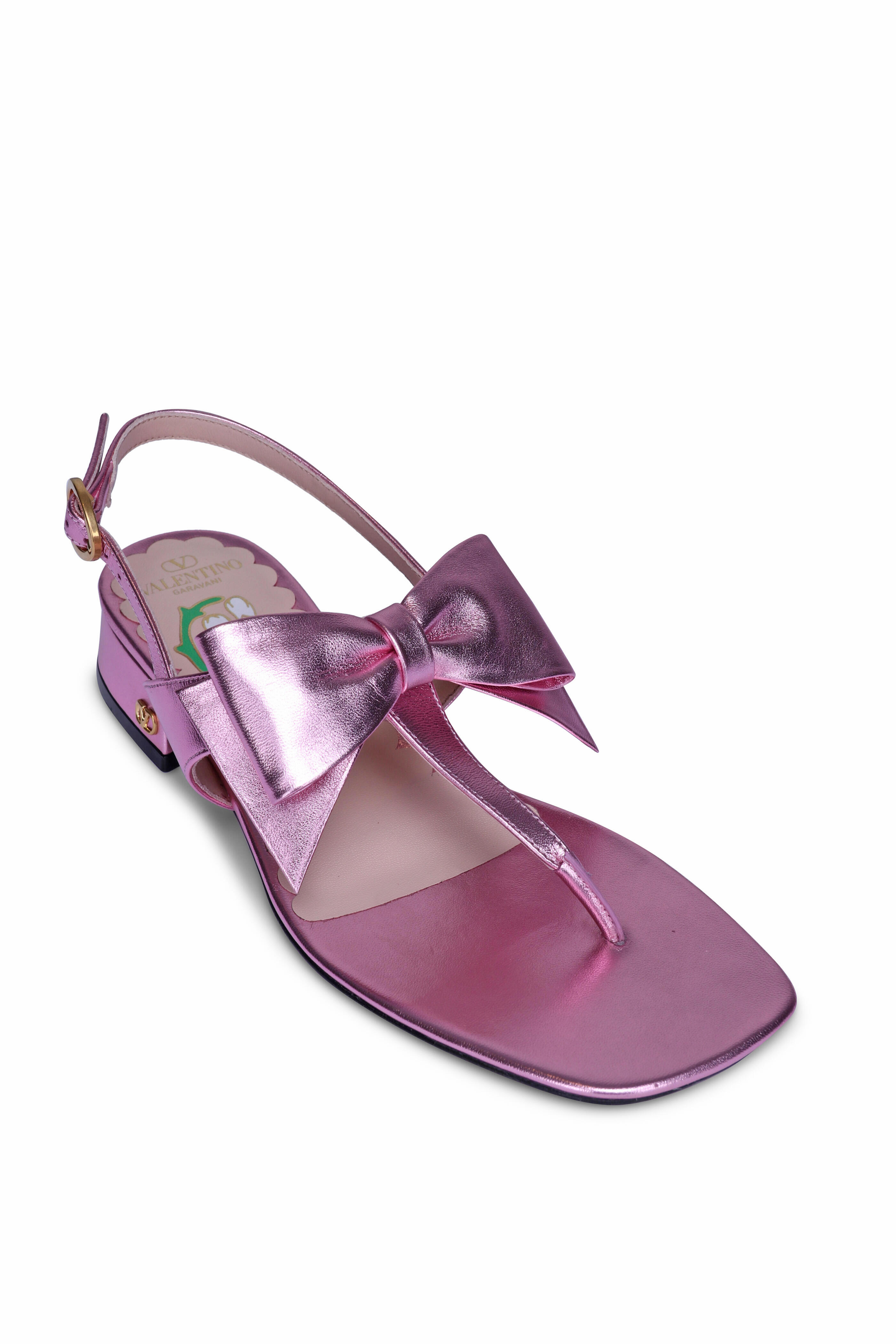 Valentino Garavani - Bowbow Purple Metallic Leather Sandal