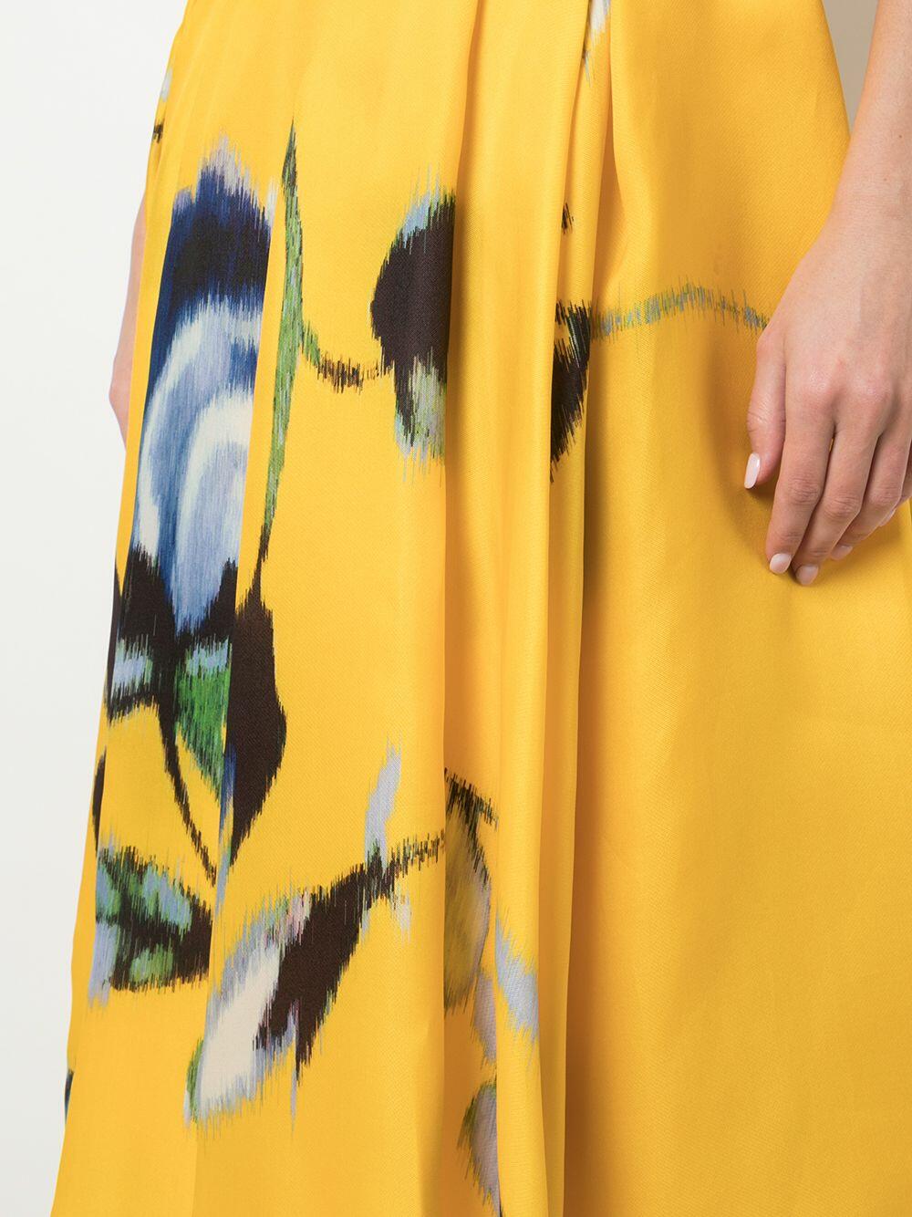 Carolina Herrera - Taxi Cab Yellow Silk A-Line Box Pleat Skirt