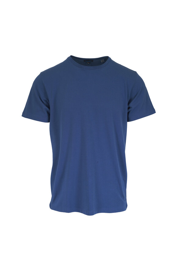 Patrick Assaraf Iconic Marine Blue Pima Cotton Stretch T-Shirt - view 1