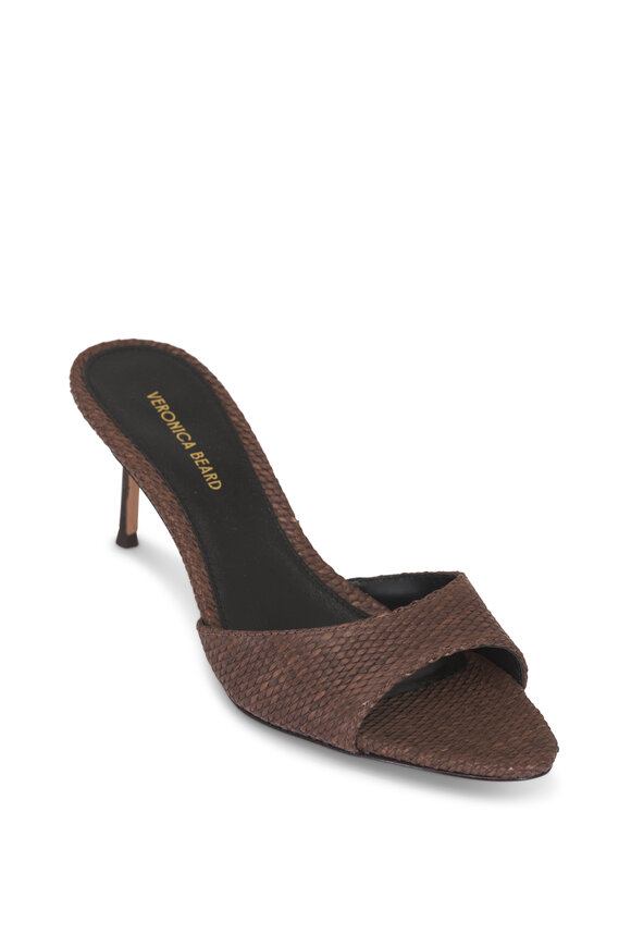 Veronica Beard Tia Espresso Woven Raffia Sandal, 65mm