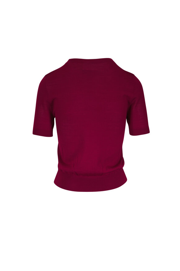 Akris Punto Pomergrante Wool Short Sleeve Sweater - view 2