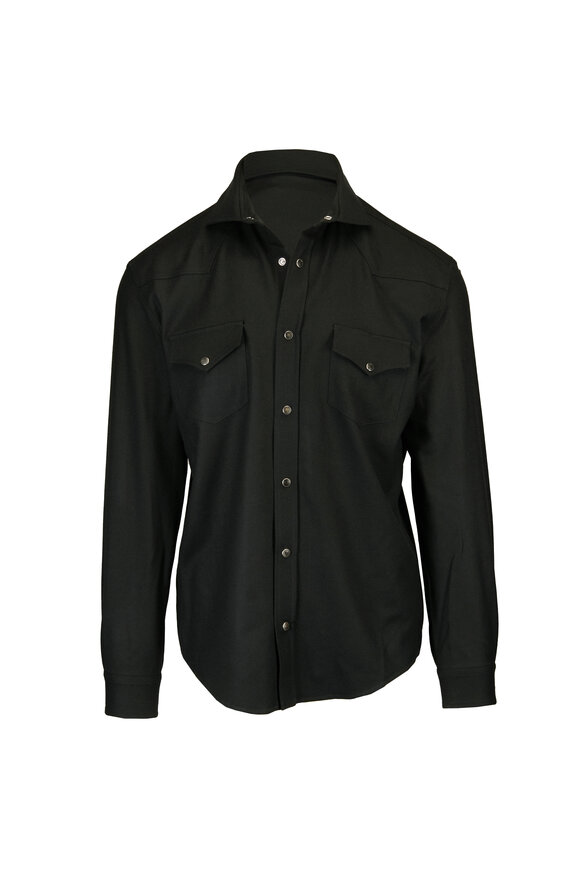 Marco Pescarolo Dark Olive Ribot Wool Overshirt - view 1