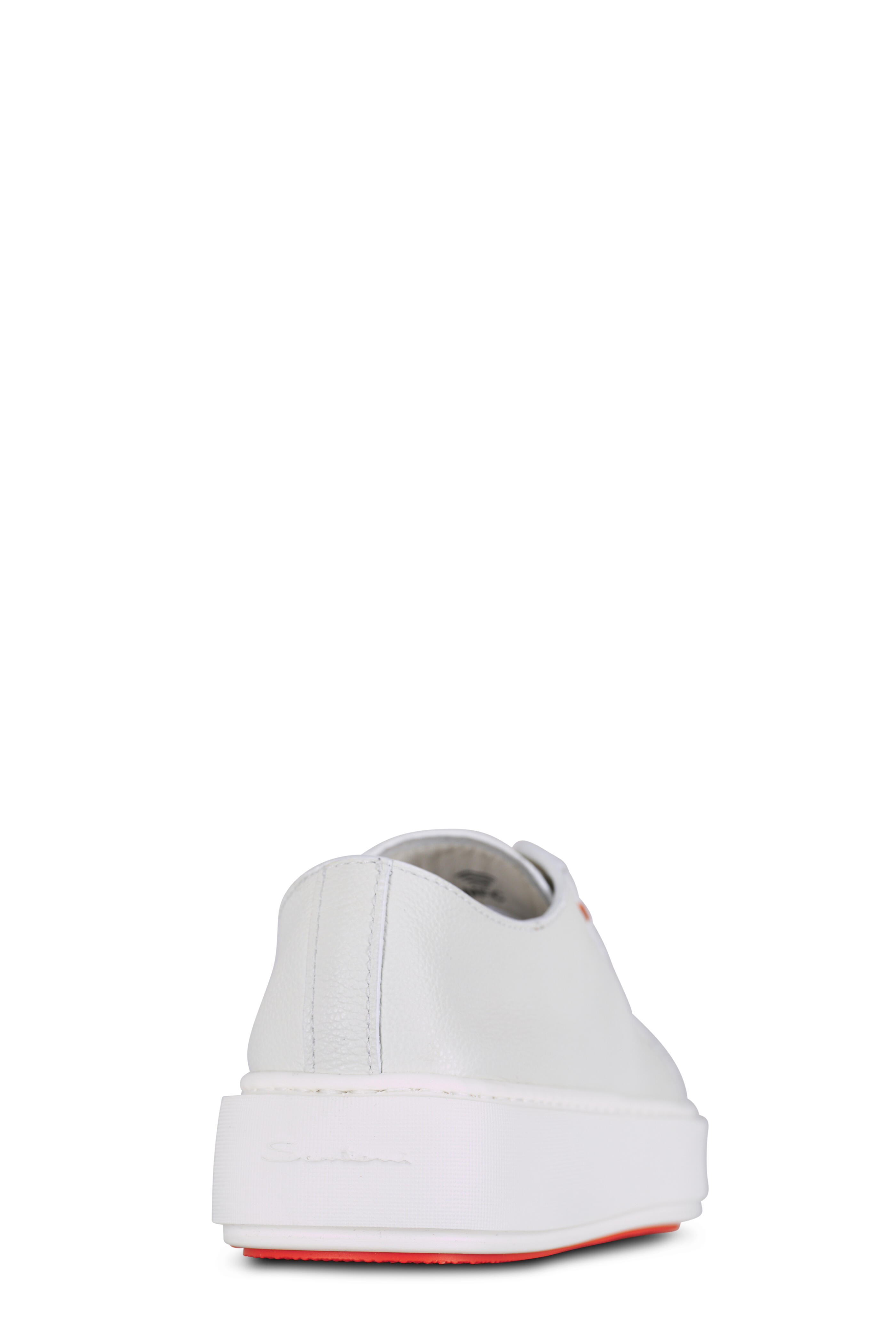 Santoni - Clean White Leather Low Top Sneaker | Mitchell Stores