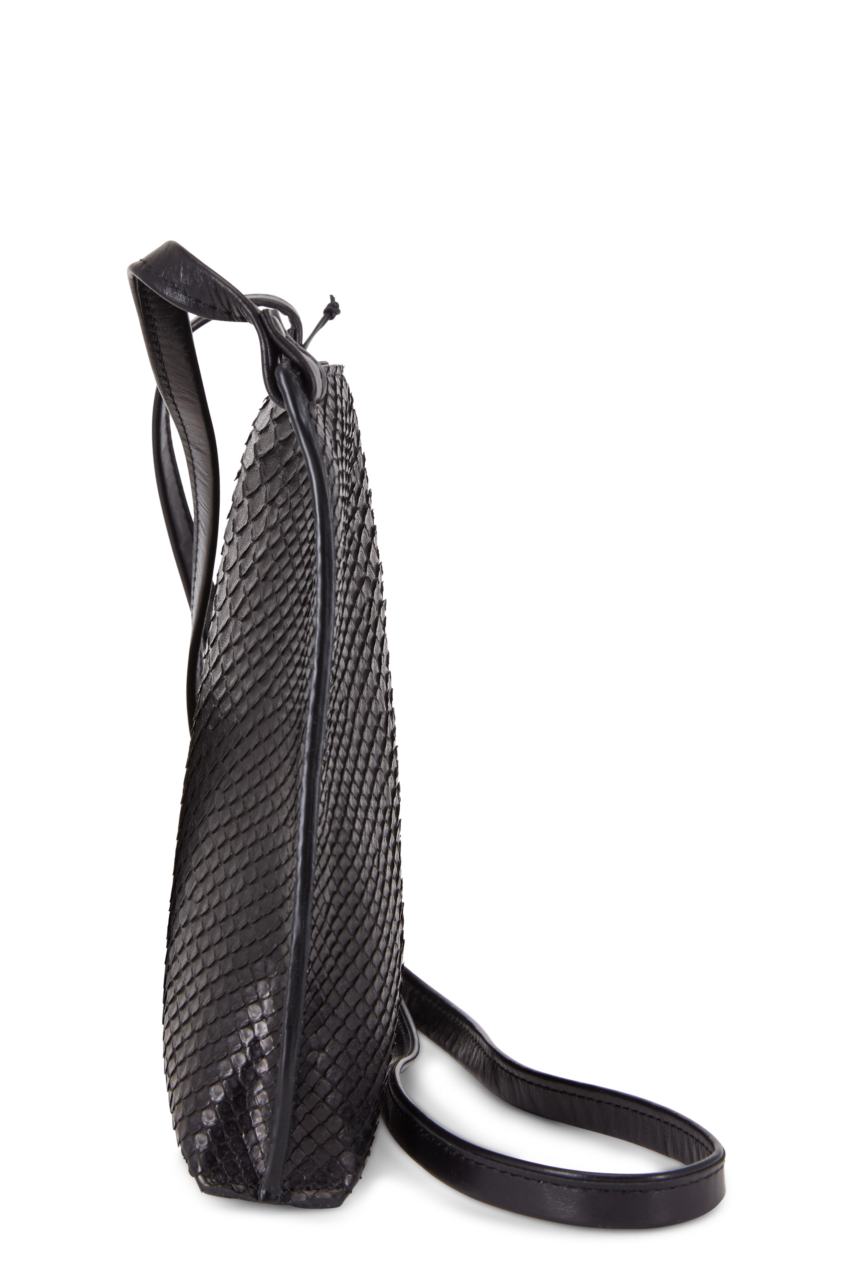 B May Bags - Strappy Black Python Pouch Crossbody