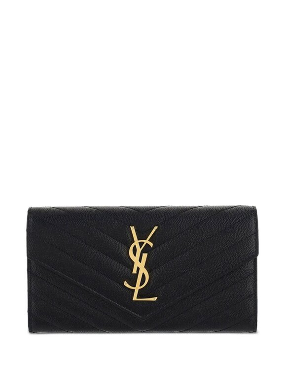 Saint Laurent Cassandre Matelassé Black Leather Flap Wallet - view 6