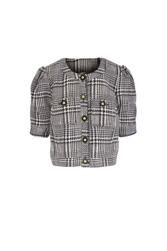 L'Agence Allegra Black & White Tweed Cropped Jacket - view 1