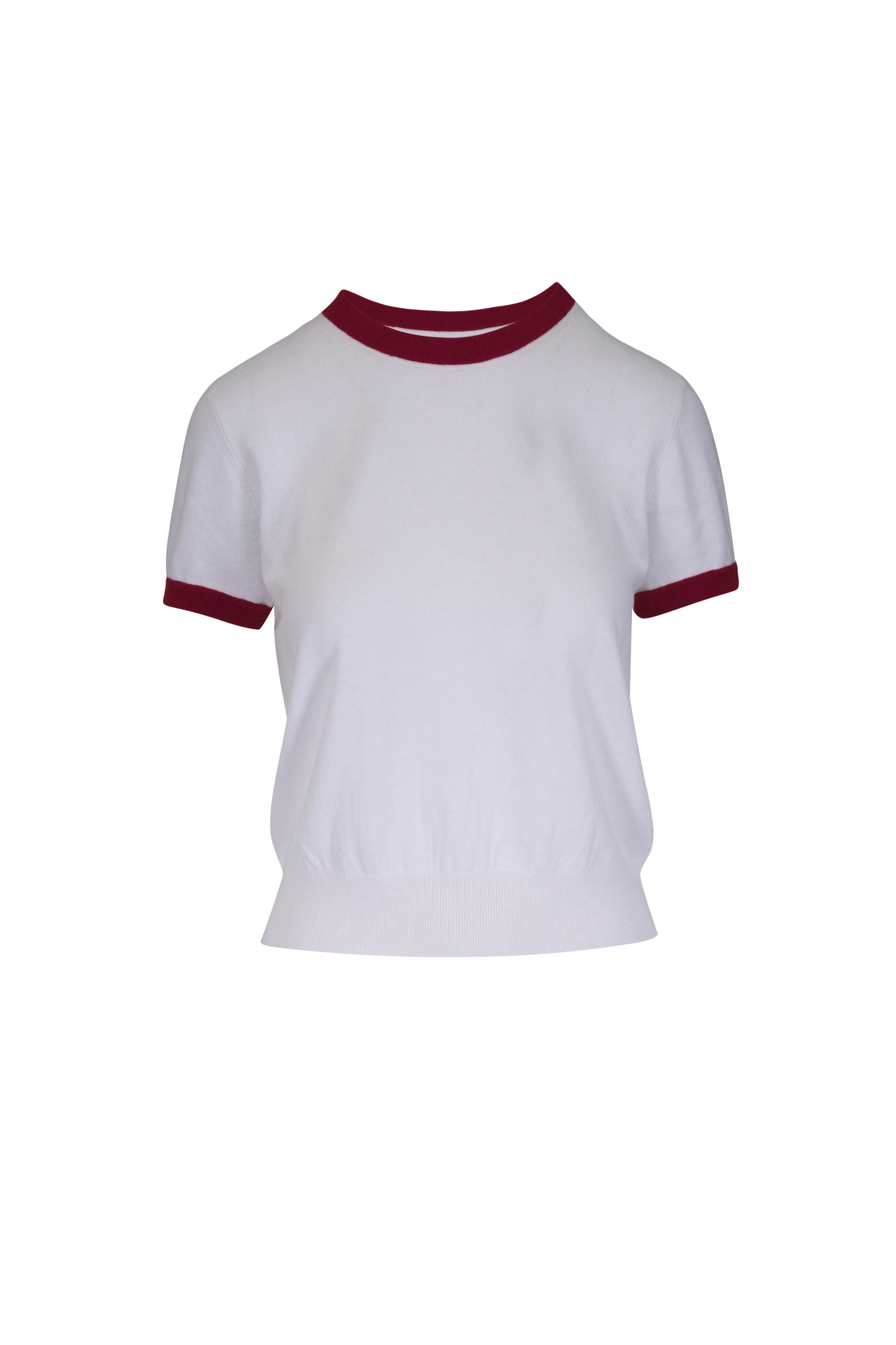 Vince - Off White & Brick Rose Ringer Sweater T-Shirt