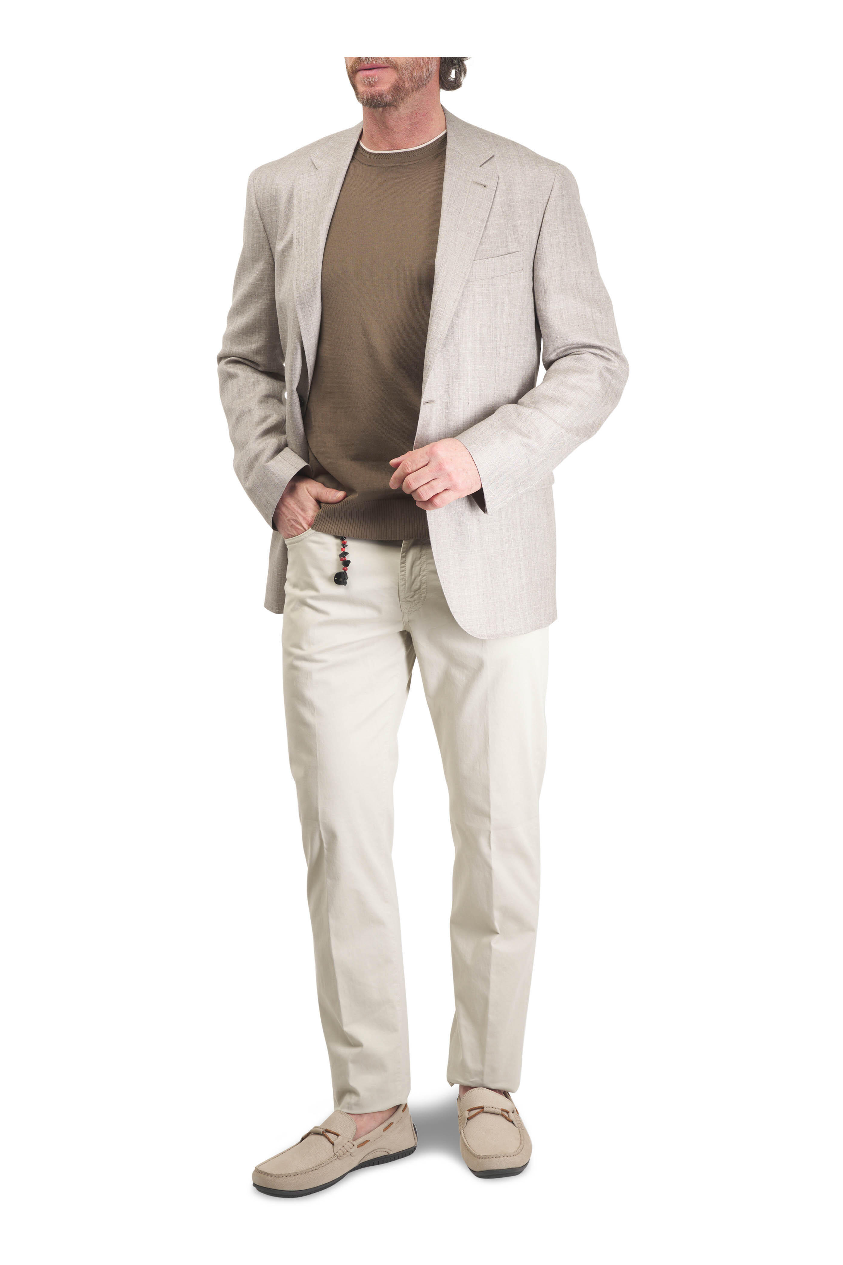 Marco Pescarolo - Beige Supima Cotton Five Pocket Pant